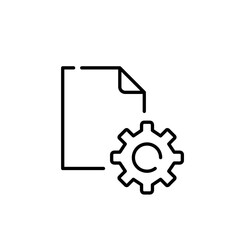 Settings cogwheel seamlessly integrated with file. Customization and configuration for efficient file management icon