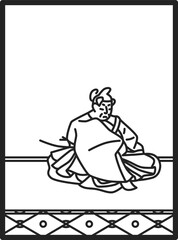 シンプル線画百人一首　壬生忠岑