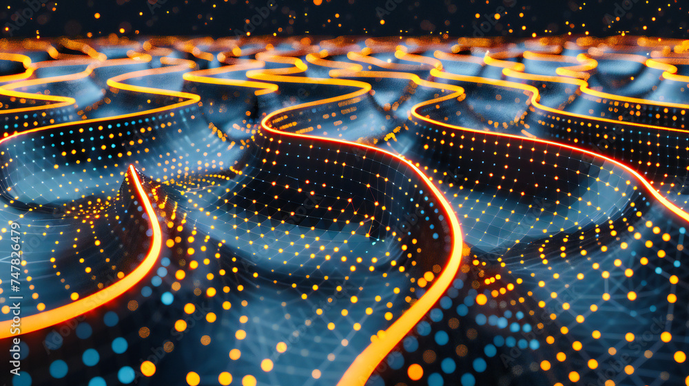Aufkleber digital science abstract with futuristic network design, tech-inspired background in blue light