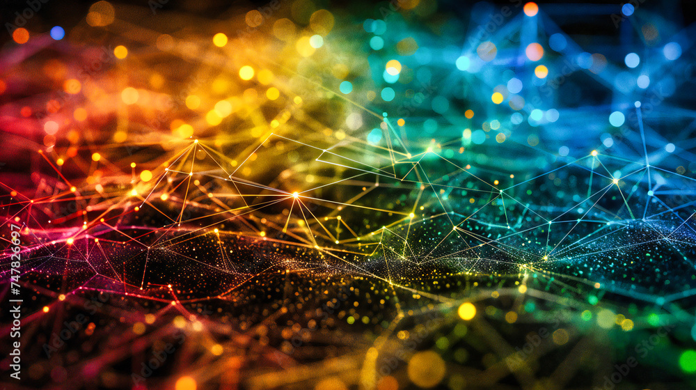 Poster digital network connectivity: futuristic blue background, abstract technology and global networking 