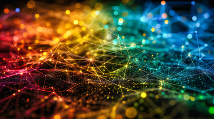 Digital Network Connectivity: Futuristic Blue Background, Abstract Technology and Global Networking Concept - obrazy, fototapety, plakaty