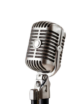 retro microphone isolated on white or transparent background 