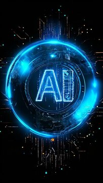 AI Computer chip technology. Futuristic cyber innovation.