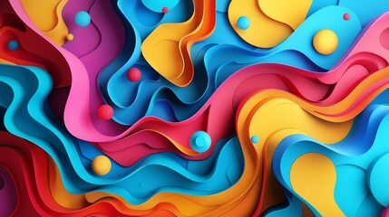 3D rendering. Multicolored abstract background with smooth waves.
