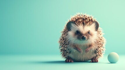 Cute and curious, this baby hedgehog is sure to delight! With its tiny, sharp quills and big, round eyes, this little creature is sure to capture your - obrazy, fototapety, plakaty