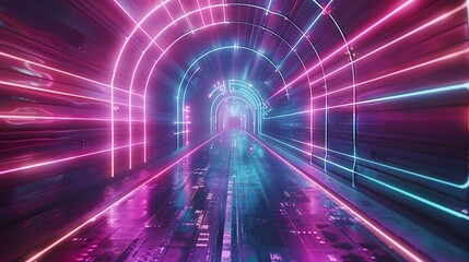 This is a 3D rendering of a futuristic tunnel. - obrazy, fototapety, plakaty