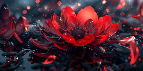 Beautiful fractal flower digital art 3d rendering