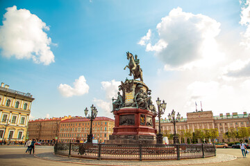 The monument to Nicholas I on St. Isaac's Square.