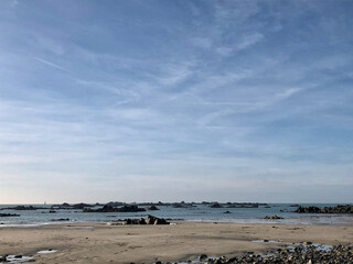 Fototapeta na wymiar Panoramic view of the tidal zone in St. Clement, Jersey