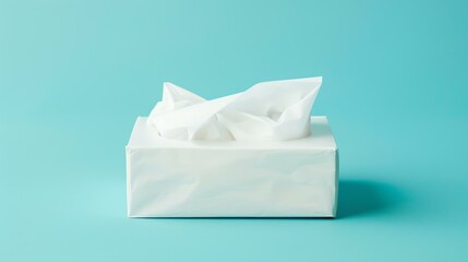 A box of white tissues against a blue background. The tissues are soft and gentle, perfect for everyday use.