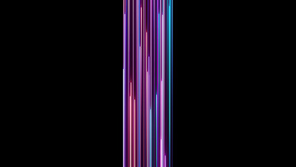 cycled 3d rendering. Abstract background with ascending colorful neon lines, glowing trails looped Abstract Pink blue and purple vertical neon lines with glowing trails. Appear, slide up and fade way