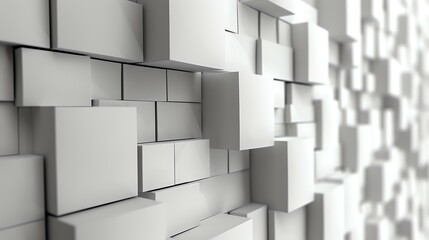 3D rendering of a white brick wall with beveled edges.