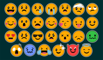 Obraz premium Collection of cute emoticons reaction sticker