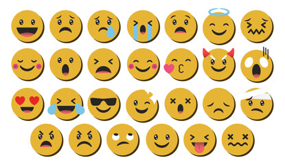 Collection of cute emoticons reaction with dots