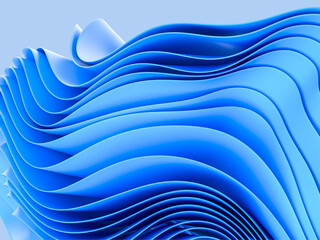 3d render, abstract modern blue background, folded ribbons macro, fashion wallpaper with wavy layers and ruffles