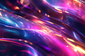Colorful dark holo glass waves background and wallpaper. Neural network generated in January 2024. Not based on any actual scene or pattern.