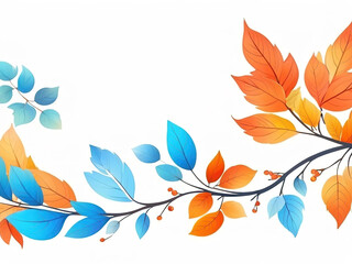 Autumn branch with colorful leaves on white background. Vector illustration. copyscape