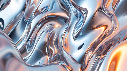 Shiny quicksilver mercury metal waves background and wallpaper. Neural network generated in January 2024. Not based on any actual scene or pattern.