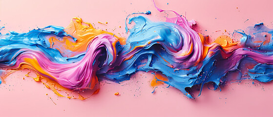 Fototapeta premium Creative Paint Splash, Abstract Artistic Texture, Colorful Acrylic Liquid Flow, Vibrant Art Design