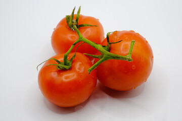 Tomato isolated on white background. Fresh red three tomato with clipping path