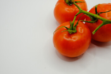 Tomato isolated on white background. Fresh red three tomato with clipping path