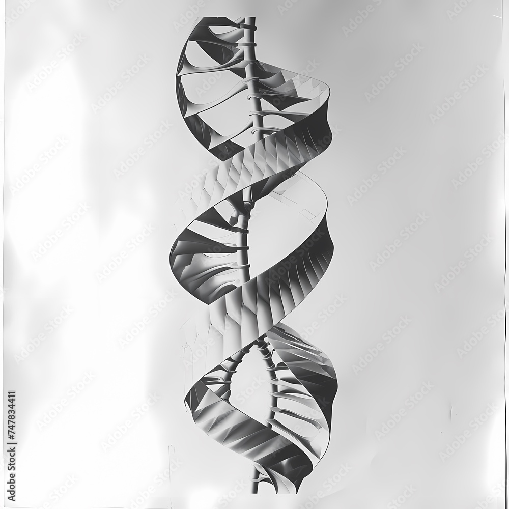 Poster an artistic representation of a dna helix with a modern, abstract twist. this image captures the int