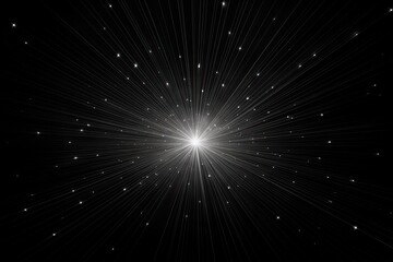 Abstract Rays of Light on Black Background. Beautiful Bright Glare with White Stars, Perfect for Christmas Cards