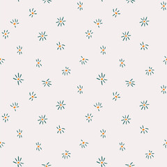 Vector simple floral abstract seamless pattern design. Stylized line flowers in line style. Secondary pattern design. - 747835024