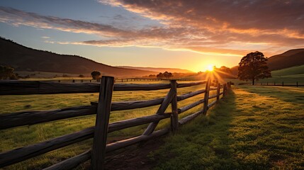 Fenced Ranch Aglow: Sunrise Splendor Captured with Canon RF 50mm f/1.2L USM