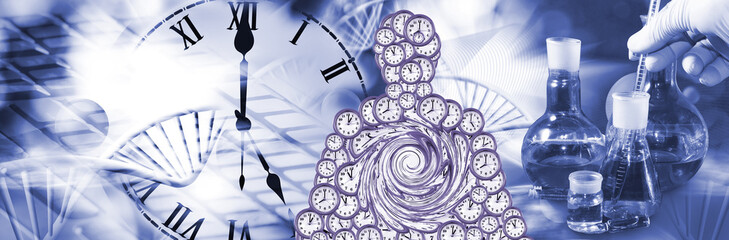 Human figure consisting of dials showing different times
