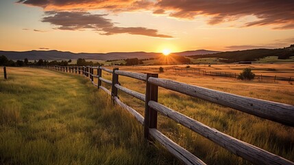 Fenced Ranch Aglow: Sunrise Splendor Captured with Canon RF 50mm f/1.2L USM