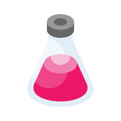 Liquid inside flask showing concept of lab experiment, medical research vector design