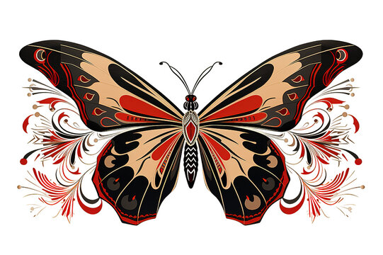 Beautiful butterfly in style of stained glass isolated on PNG Background. Generative Ai.
