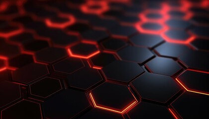 Obraz premium Abstract Futuristic background with hexagons . dark sci-fi hi-tech wallpaper