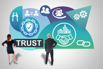 Trust concept watched by business people