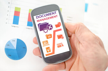 Document management concept on a smartphone