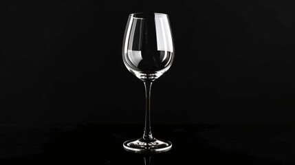 Empty wine glass isolated on black background. Full transparency wine glass