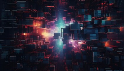 Obraz premium Abstract futuristic sci-fi cyberpunk seamless displacement map. Complex intricate glitch art
