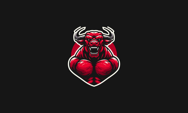 head red buffalo angry vector illustration mascot design