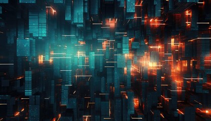 Obraz premium Abstract futuristic sci-fi cyberpunk seamless displacement map. Complex intricate glitch art