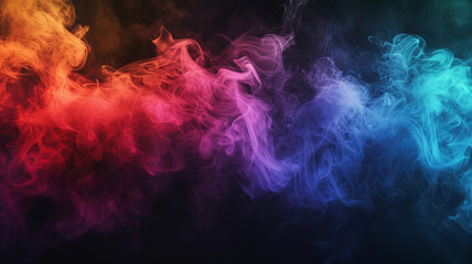 Spectrum of colored smoke intertwines in the abyss, a dance of hues crafted by AI Generative.