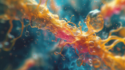 bacteria undera microscope - obrazy, fototapety, plakaty