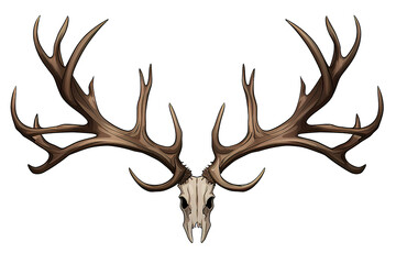 deer skull with antlers isolated on PNG Background. Generative Ai.
