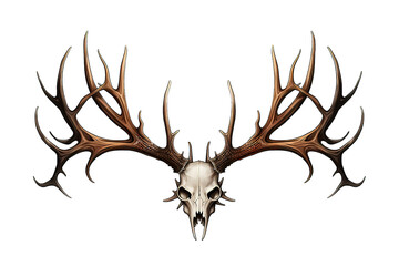 deer skull with antlers isolated on PNG Background. Generative Ai.
