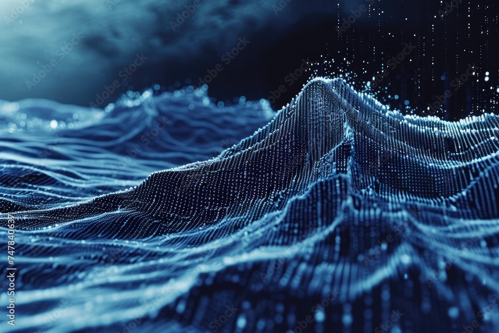 Aufkleber a computer generated image depicting the forceful breaking of a large wave in the ocean, crashing on