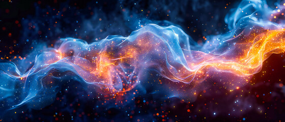 Cosmic Nebula and Starry Galaxy in Space, Abstract Astronomy Background with Light and Colorful Smoke Texture - obrazy, fototapety, plakaty