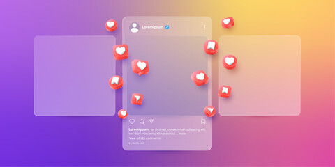 social media app interface post and emoji reaction illustration