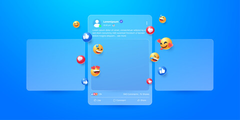 social media app interface post and emoji reaction illustration