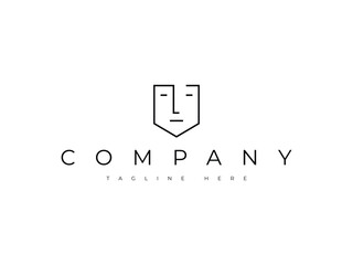 creative human face line logo design