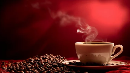 Fotobehang cup coffee with smoke © Rebel